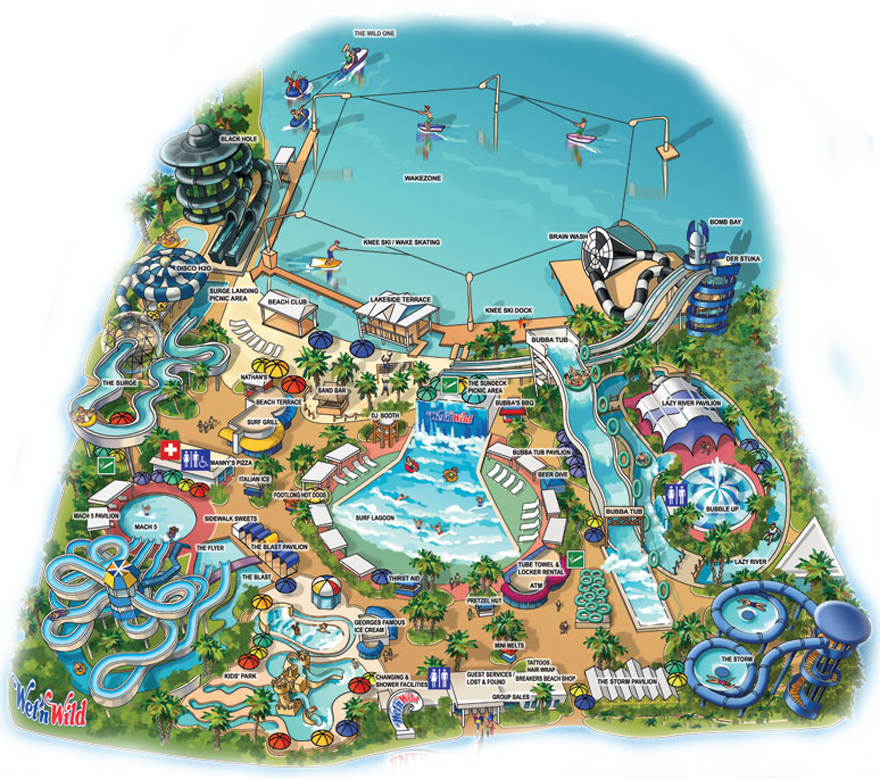 Map of Wet n Wild Water Park Attractions